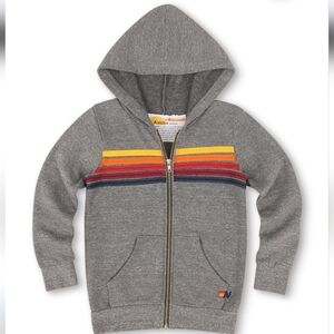 AVIATOR NATION KID'S 5 STRIPE HOODIE - HEATHER GREY SIZE 14
